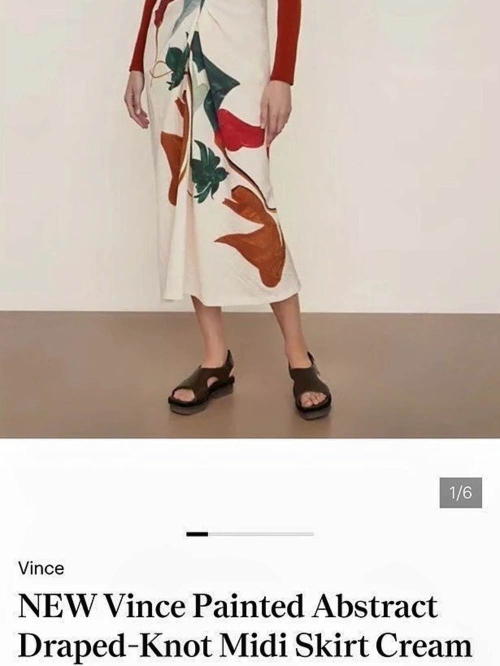 Vince Painted Abstract Draped-Knot Midi Skirt Abstract Draped-Knot Midi Skirt
